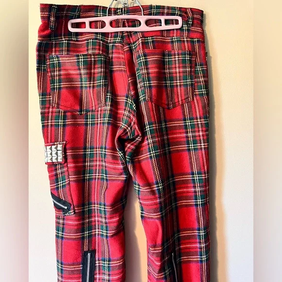 Tiger of London sz 32x32 red tartan wooly plaid bondage zip pants. - Picture 4 of 9